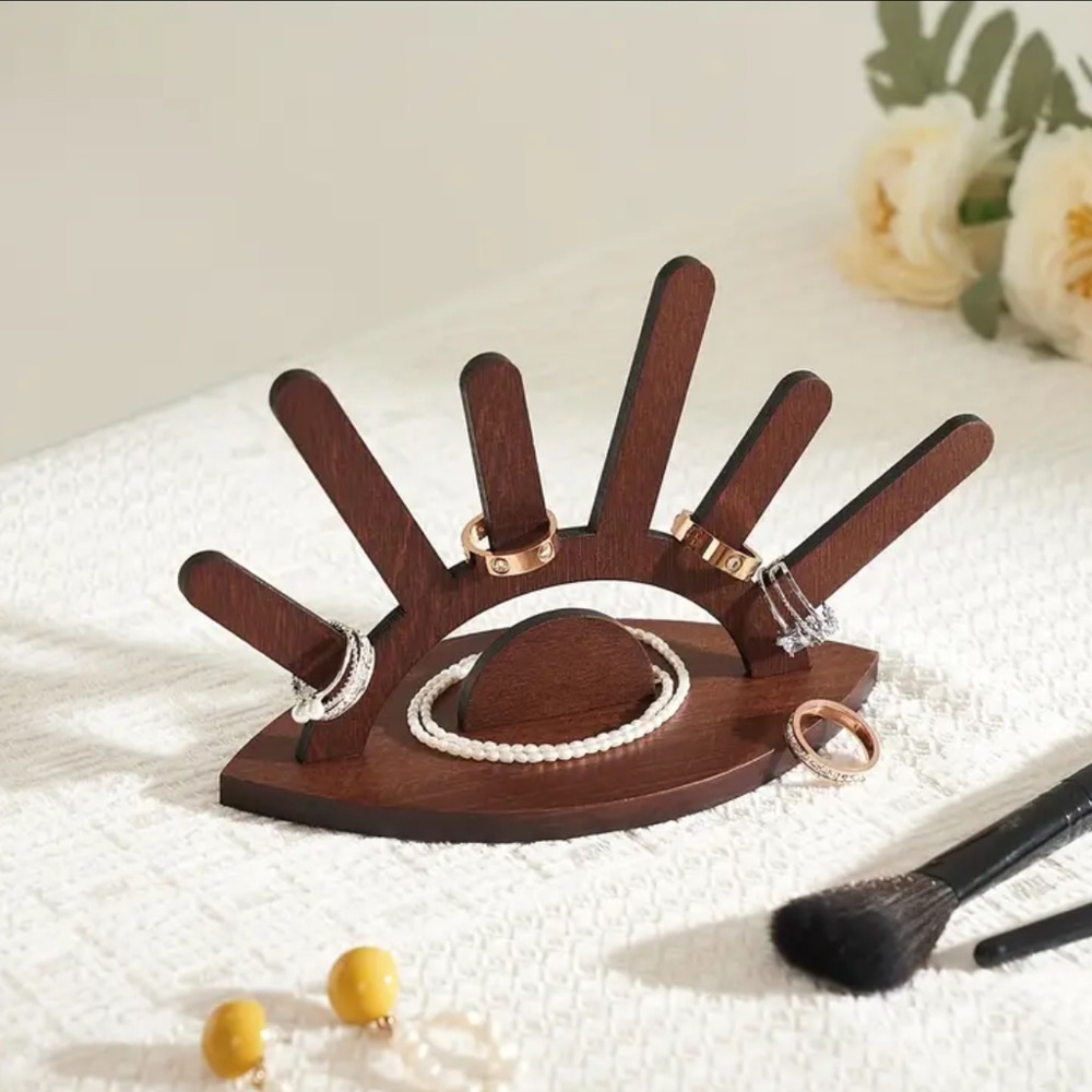 Wooden Evil Eye Ring Holder/ Display Stand
